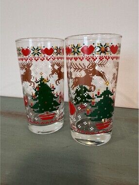 Vintage 1984 Anchor Hocking Tumbler Glasses Set of 2
